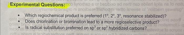 below. Lxperiment 1: Which radical halogenation is more selective? An investigation into