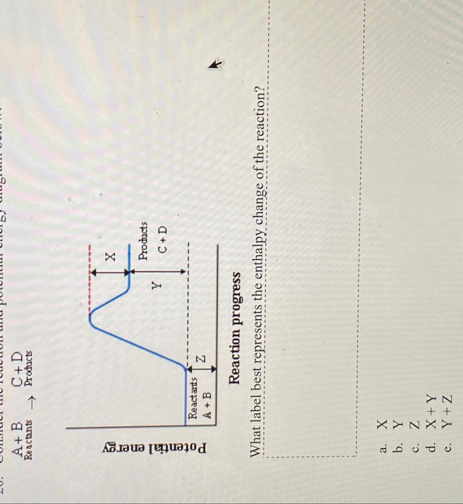  A+BReactantsCPraducts+D What label best represents the enthalpy change of the reaction?