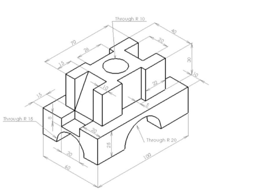 Draw the front, side and top view for this 