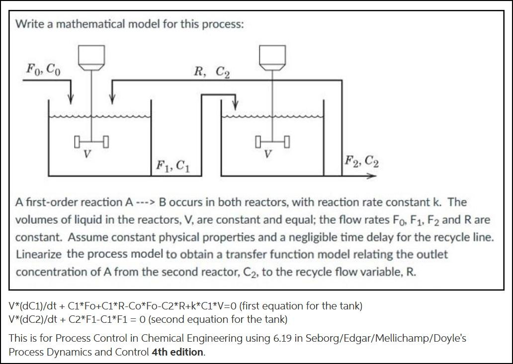 Linearize the two equations provided down below ONLY Write a mathematical model