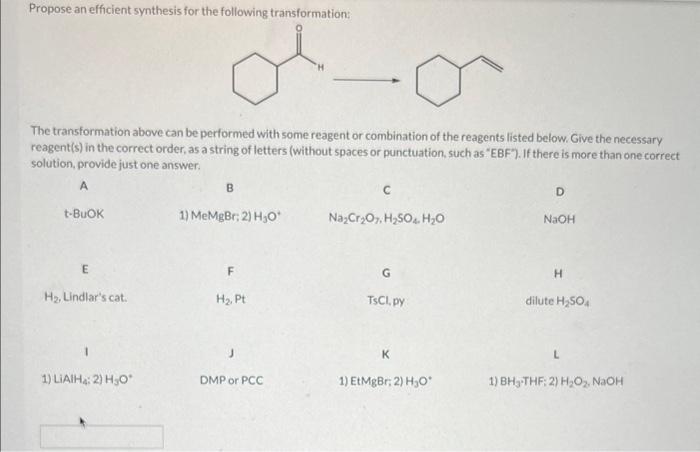 propose an efficient synthesis for the following transformation: help please ! Propose