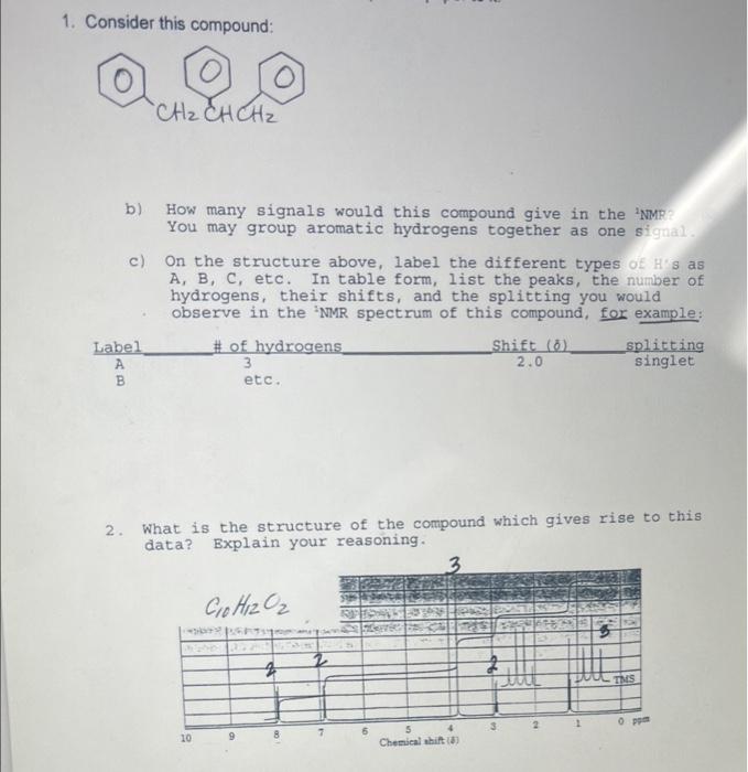  1. Consider this compound: b) How many signals would this compound