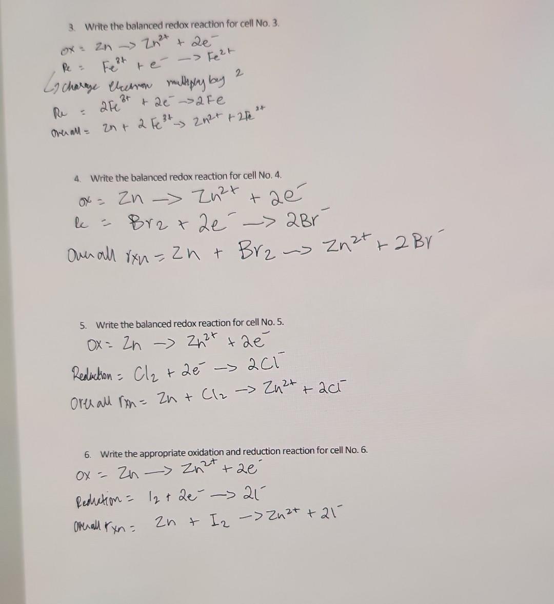 each one as the cathode in 6 separate experiments. For all 6