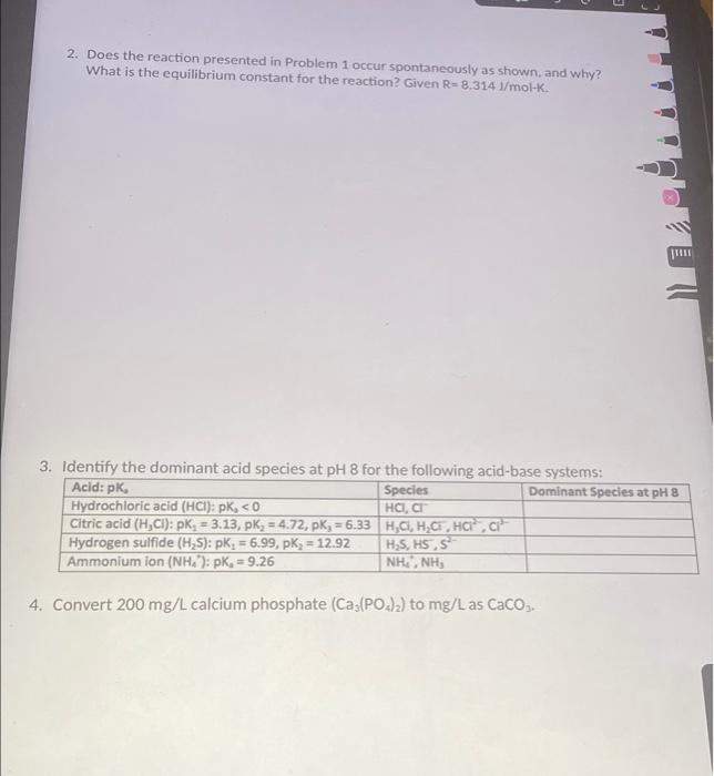  2. Does the reaction presented in Problem 1 occur spontaneously as