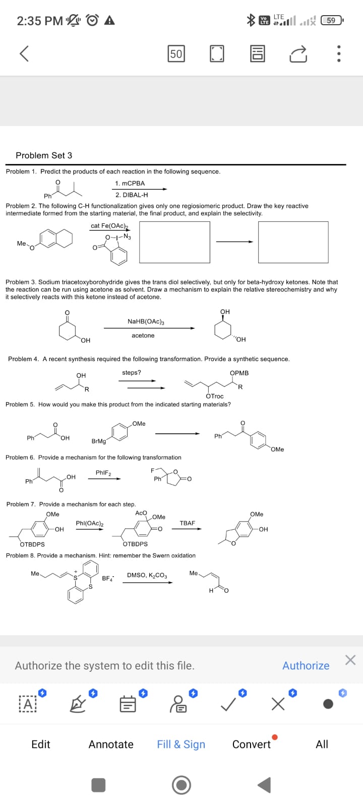  Problem Set 3 Problem 1. Predict the products of each reaction