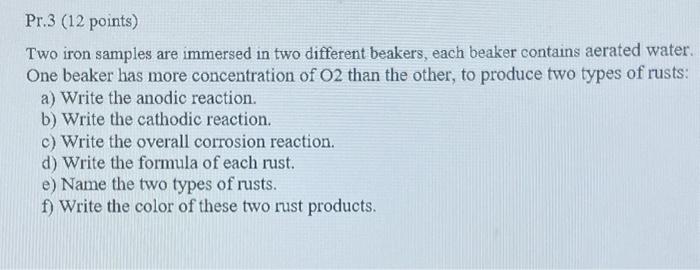 Two iron samples are immersed in two different beakers, each beaker