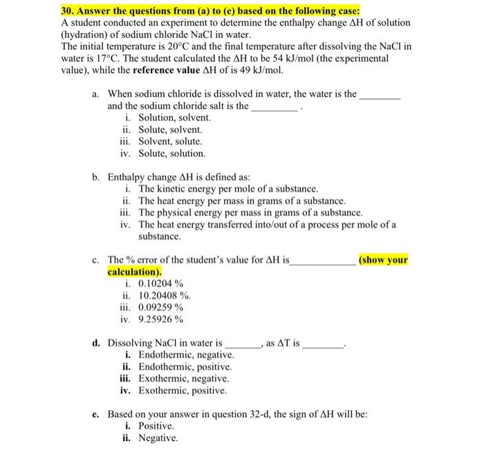  30. Answer the questions from (a) to (e) based on the