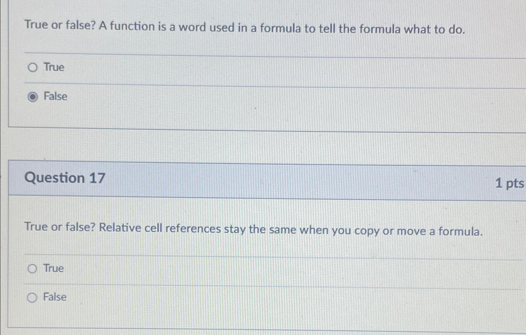  True or false? A function is a word used in a