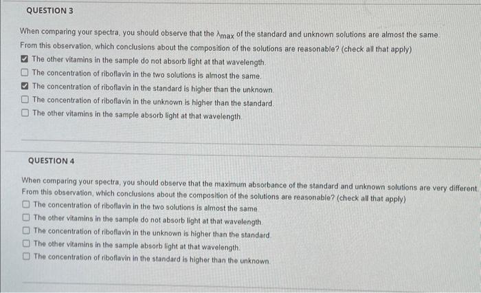 please provide the correct answer for questions 3 and 4. When comparing