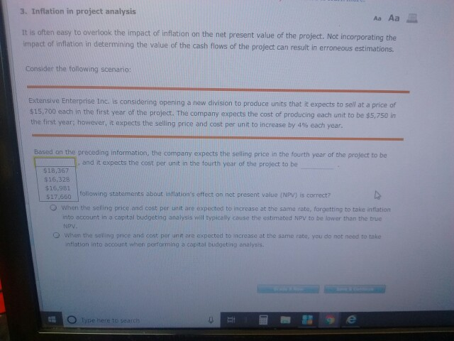 3. Inflation in project analysis A Aa It is often easy