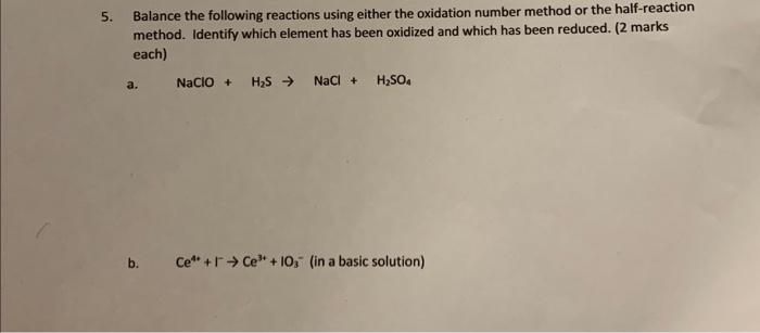 please only use hald reaction method! and clearly state which element has
