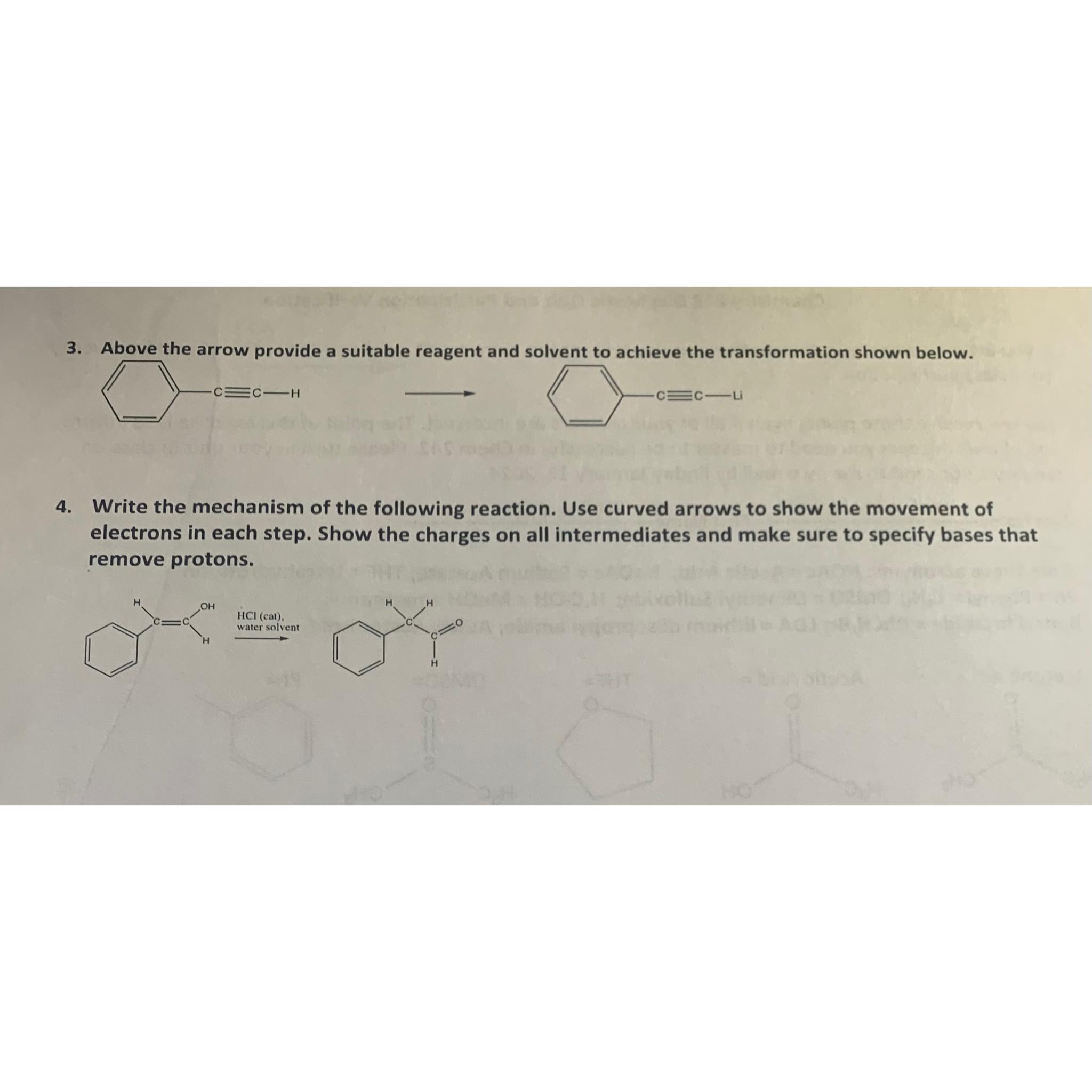  Ahane than ................. a suitable reagent and solvent to achieve the