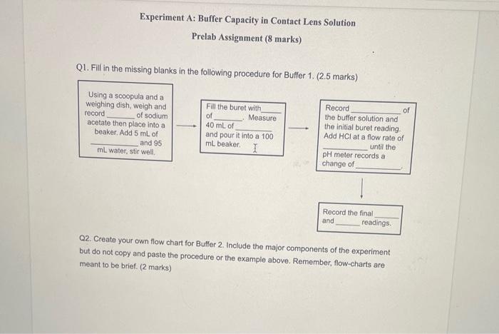 i need help on question one and question 2 Experiment A: Buffer