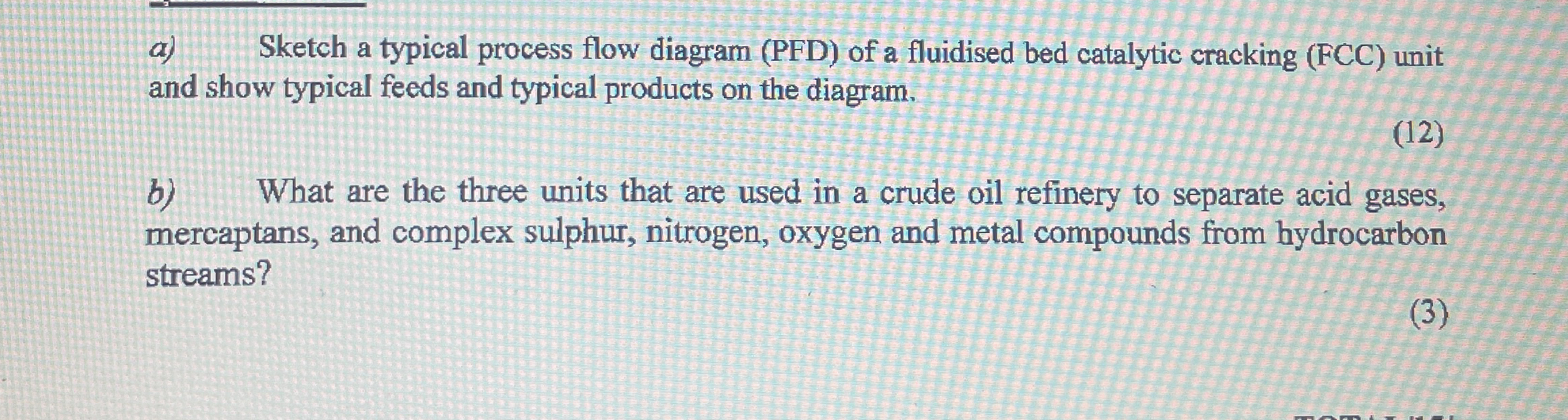  a) Sketch a typical process flow diagram (PFD) of a fluidised