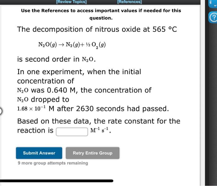 values if needed for this question. The reaction of nitrogen monoxide with