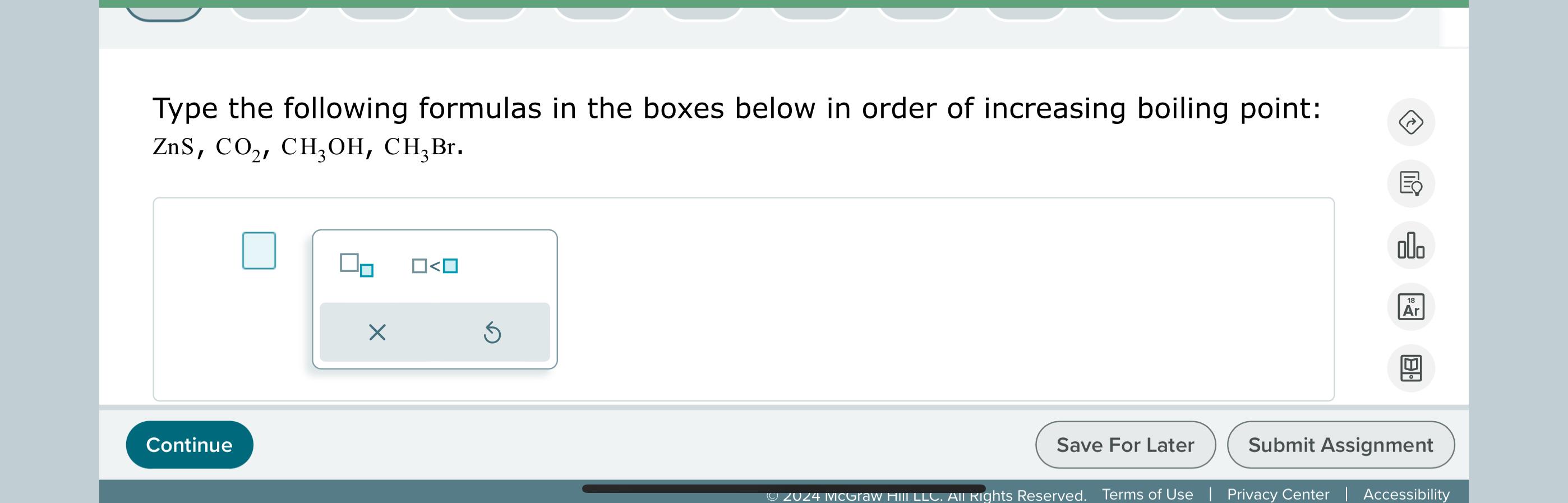  Type the following formulas in the boxes below in order of