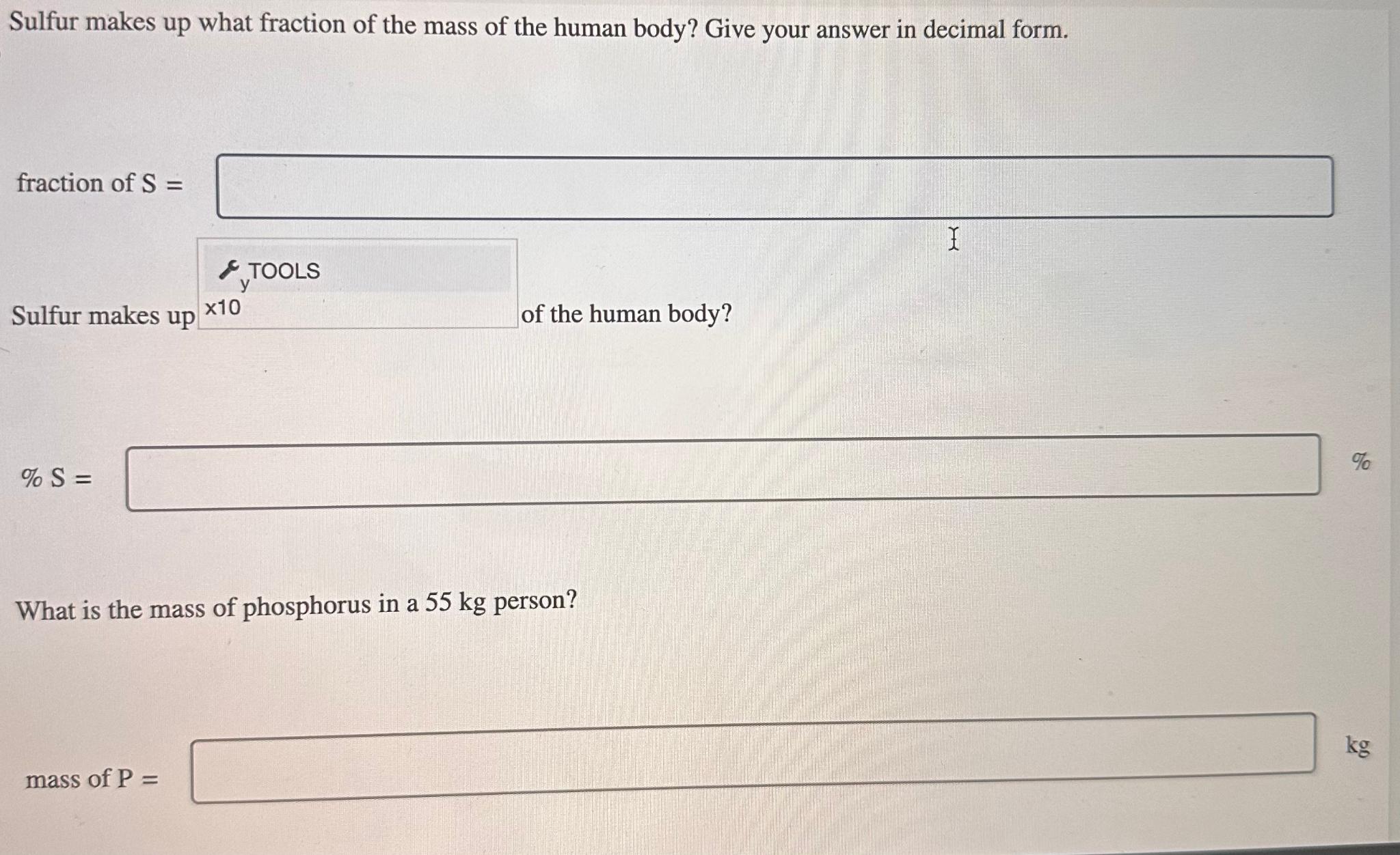  The human body contains many elements from the periodic table. It