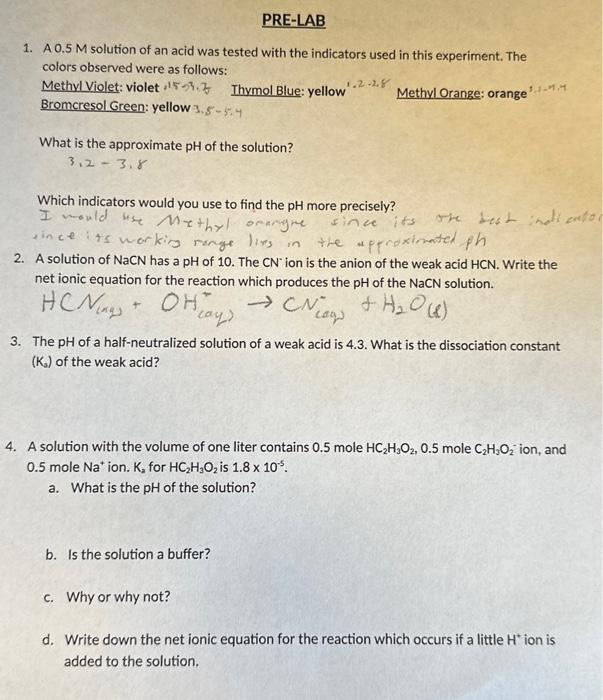 need help with what to do for 3. 1. A 0.5M solution