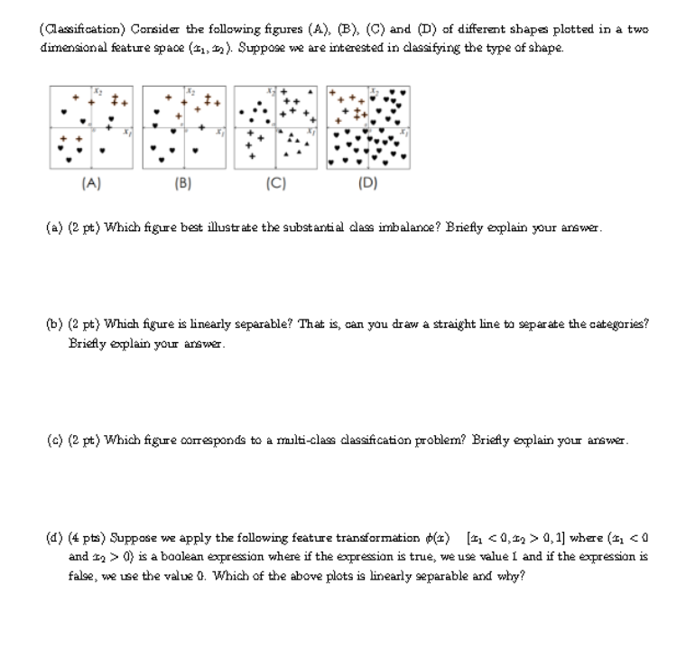  (Classifcation) Corsider the following figures (A),(B),(C) and (D) of different shape