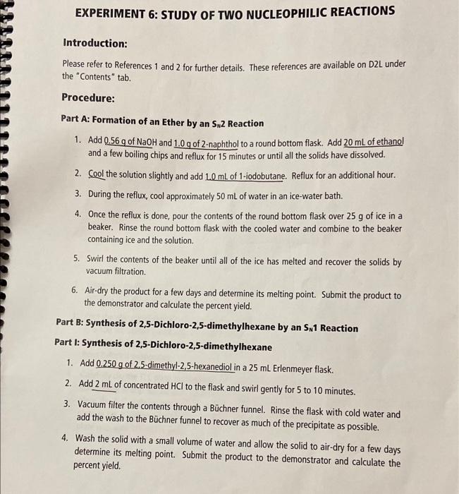 purification process of the products for both types of SN reactions. 2.