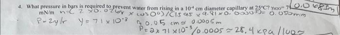 please show work for number 4 4. What pressure in bars is