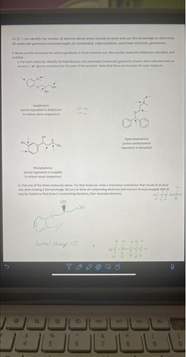 Below are the structures for active ingredients in three commin over-the-counter medicines