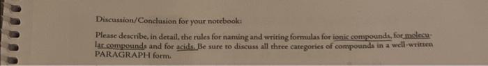  Discussion/Conclusion for your notebook: Please describe, in decail, the rules for