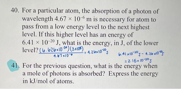 Help with #41 based on previous question #40 40. For a particular