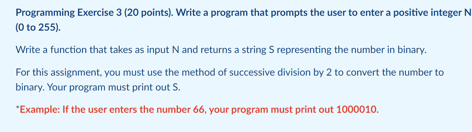 Java Exercise Programming Exercise 3 (20 points). Write a program that prompts