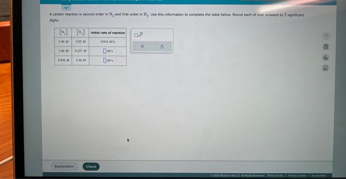  A certain reectiod is second erder in N2 and first order