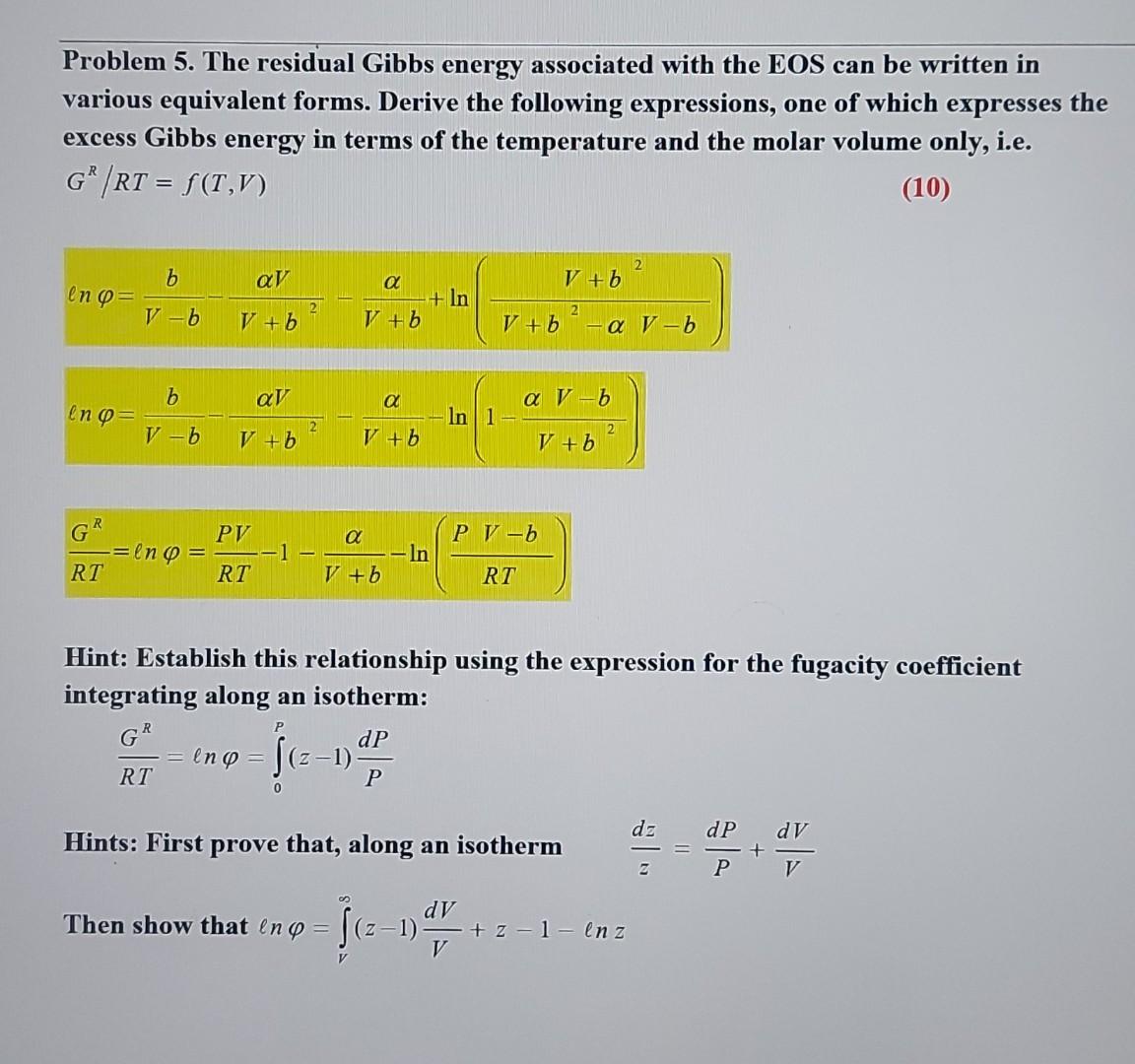 Please help with the following problem. thank you! Problem 5. The residual