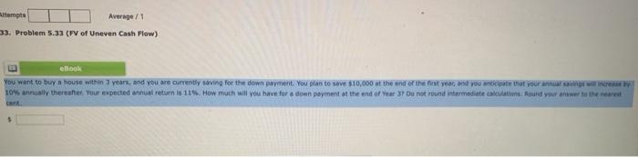  temps Average / 1 33. Problem 5.33 (PV of Uneven Cash