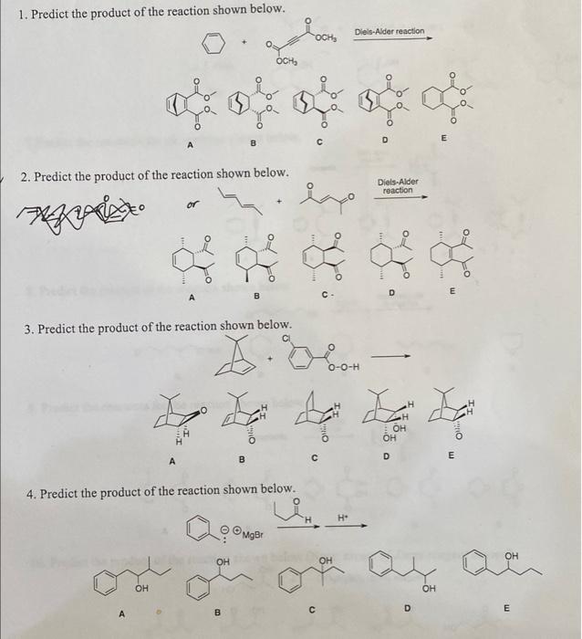 need help with these. will rate thanks 1. Predict the product of
