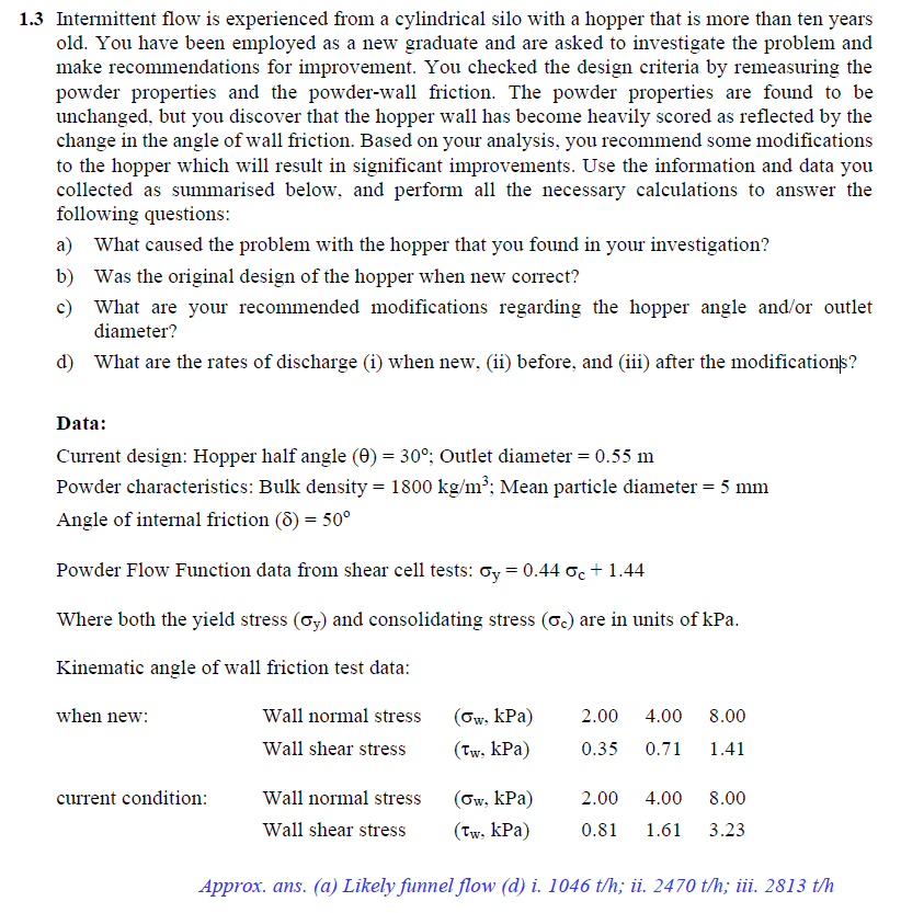Advanced Chemical Engineering Problem! Please answer this question as soon as possible