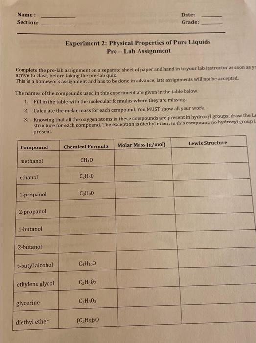 only lewis strucutre part Complete the pre-lab assignment on a separate sheet