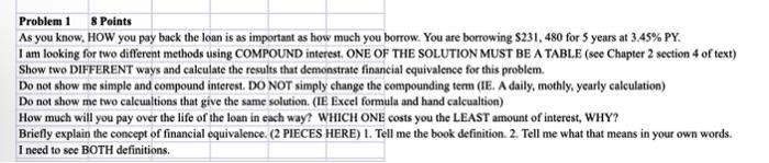Please solve using Excel As you know, HOW you pay back the