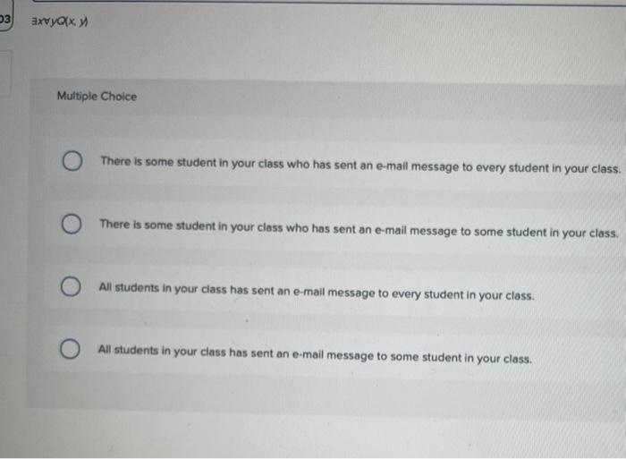 domain, has the meaning "Somebody in your class has seen a foreign