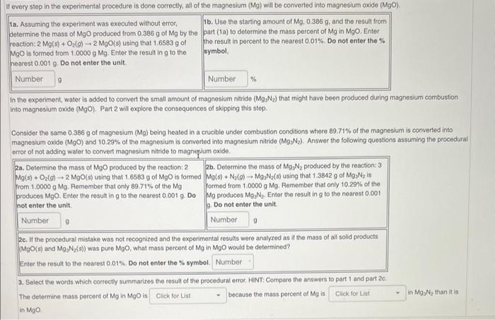  13. Assuming the experiment was executed without error, 1b. Use the