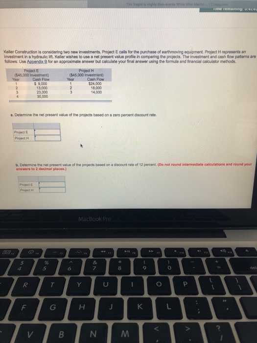  Keller Construction is considering two new investments. Project E calls for