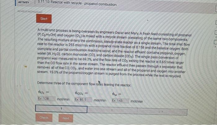  A multi-unit process is being overseen by engineers Oscar and Mary.