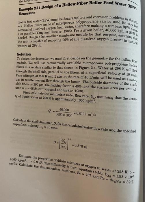 a 2.276. Mass transfer in a hollow-fiber boiler feedwater deaerator (a) Consider
