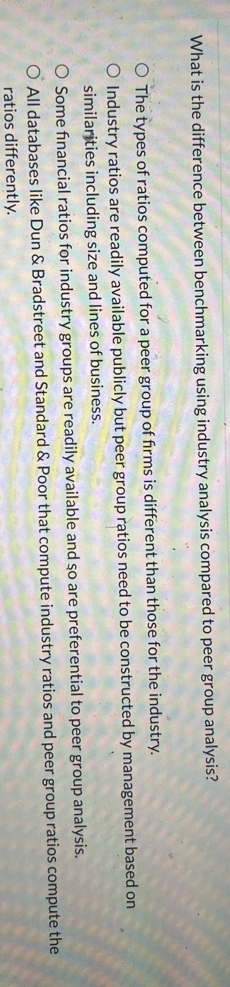  What is the difference between benchmarking using industry analysis compared to