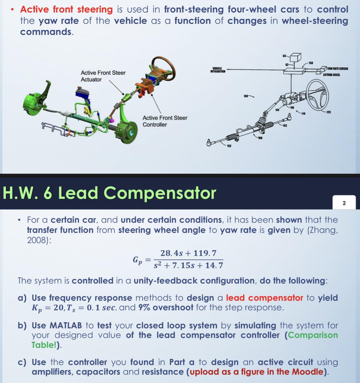  hand solve in details please! - Active front steering is used