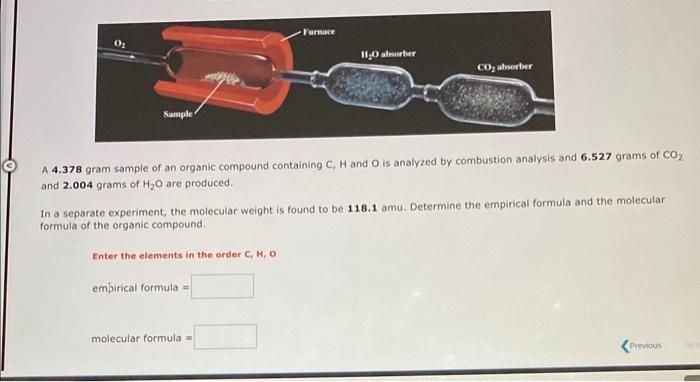 question. A 7.500 gram sample of an organic compound containing C,H and