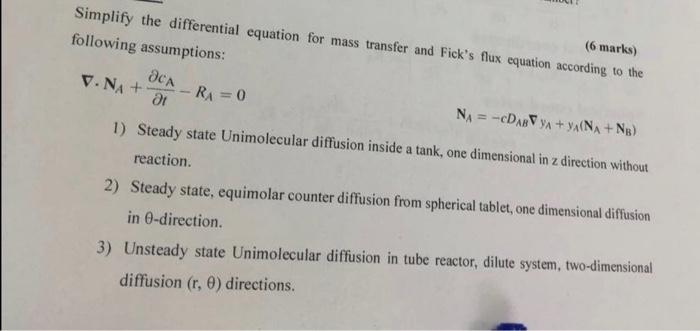 Mass transfer in chemical engineering answer 2 only I solved 1 and