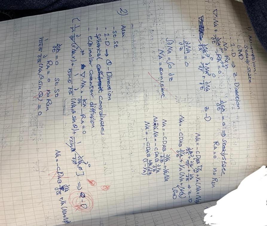 method to solve if no reaction (RA=0) if steady state ( dca/dt=0)