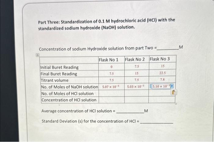 picture thank u Weight of potassium hydrogen ( KH) phthalate: 0.14150g Average