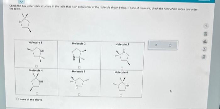  Check the box under each structure in the table that is