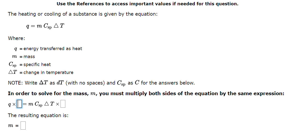  Use the References to access important values if needed for this