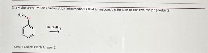 please help Draw the arenium ion (carbocation intermediate) that is responsible for